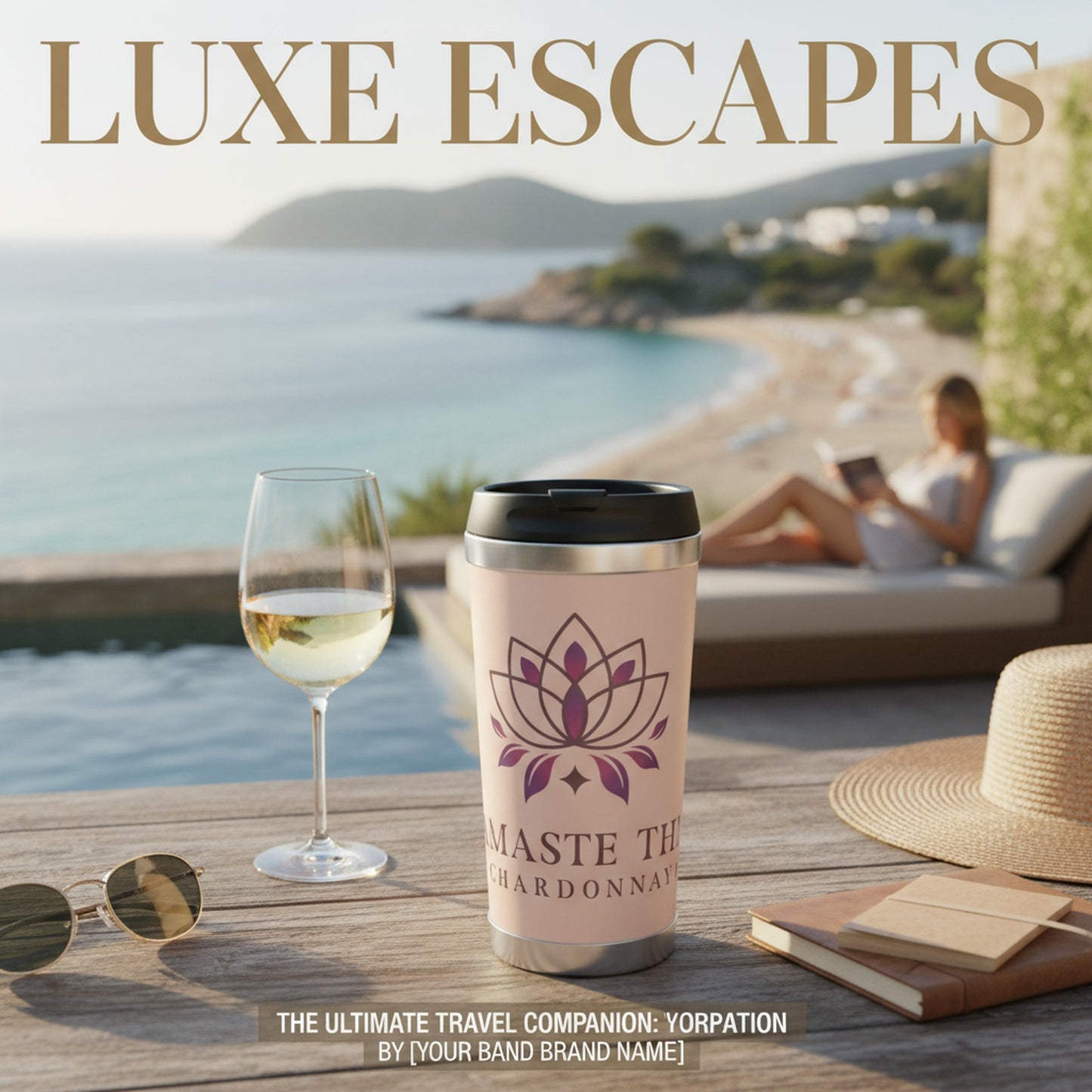 Chic Pink Travel Mug - Namaste Then Chardonnay Design