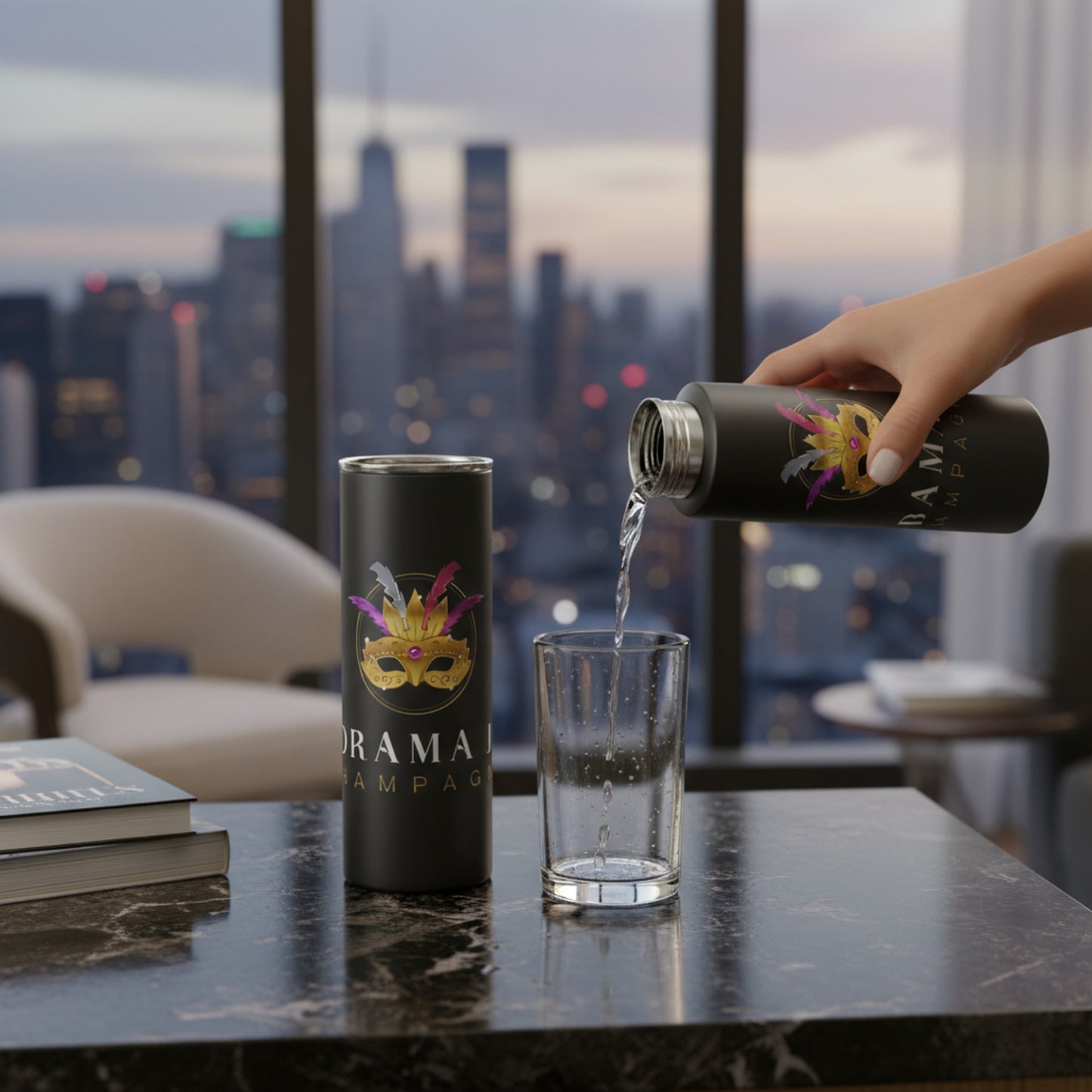 Chic 'No Drama Just Champagne' Water Bottle - Perfect Gift!