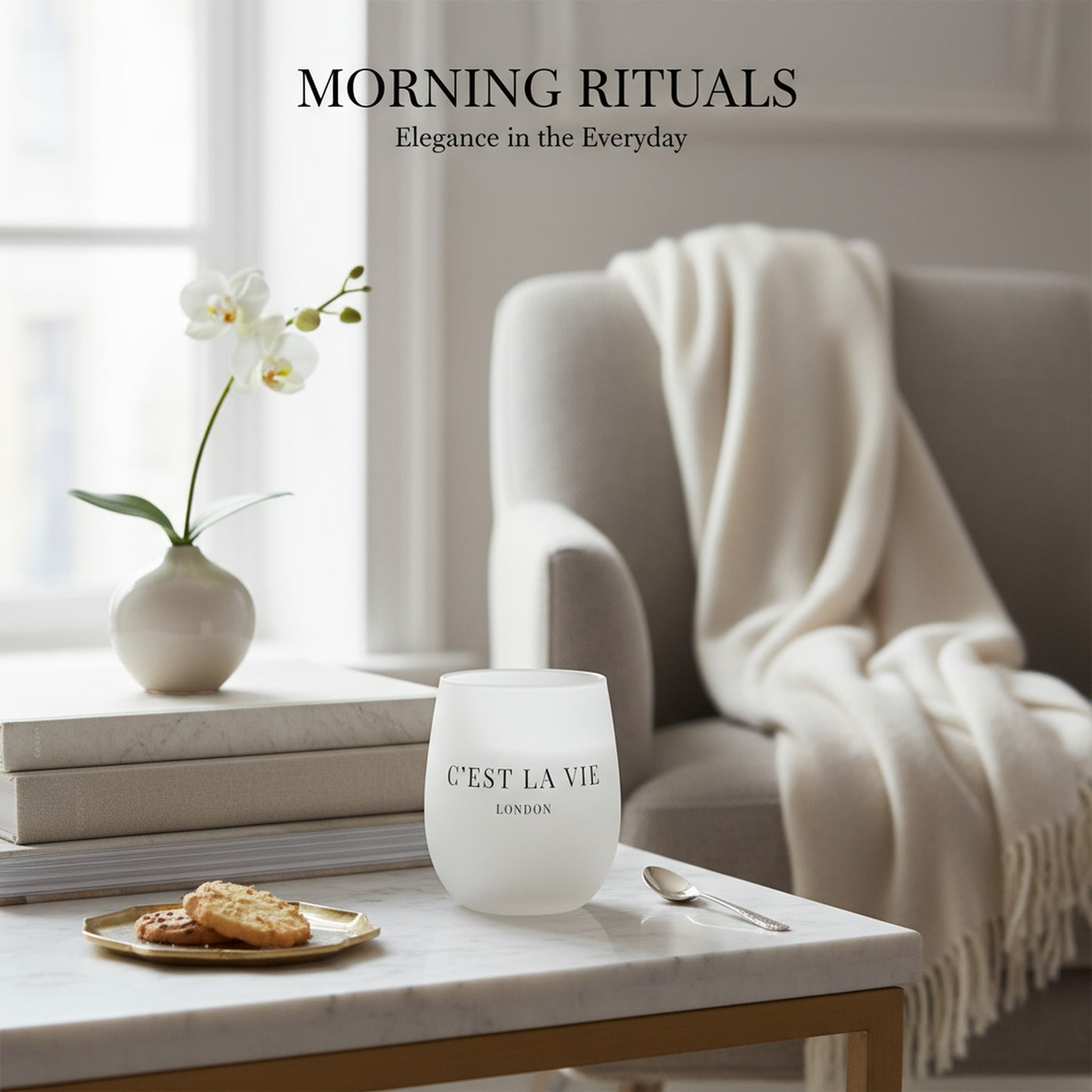 C'EST LA VIE Cream Crystal Water Glass - Elegant Drinkware