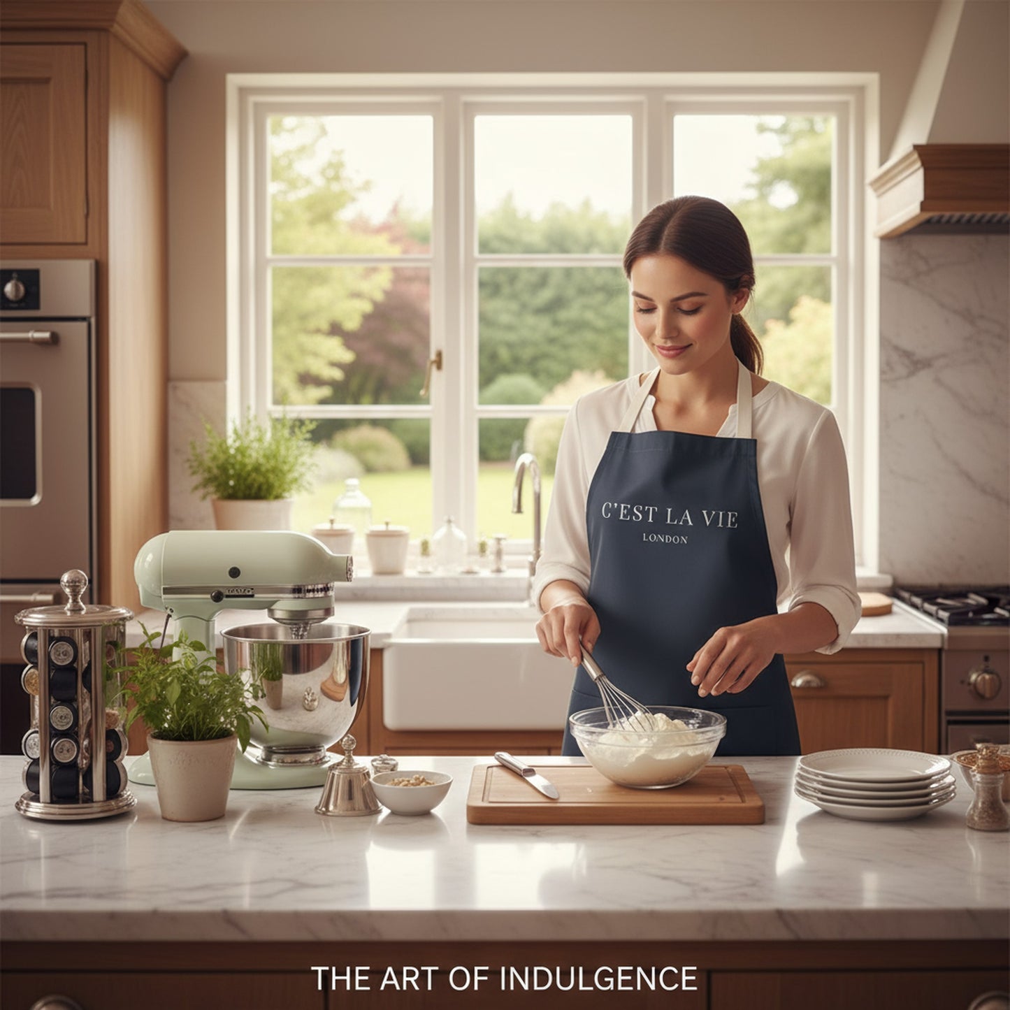 Navy Luxury Apron - C'EST LA VIE Chic Kitchen Accessories