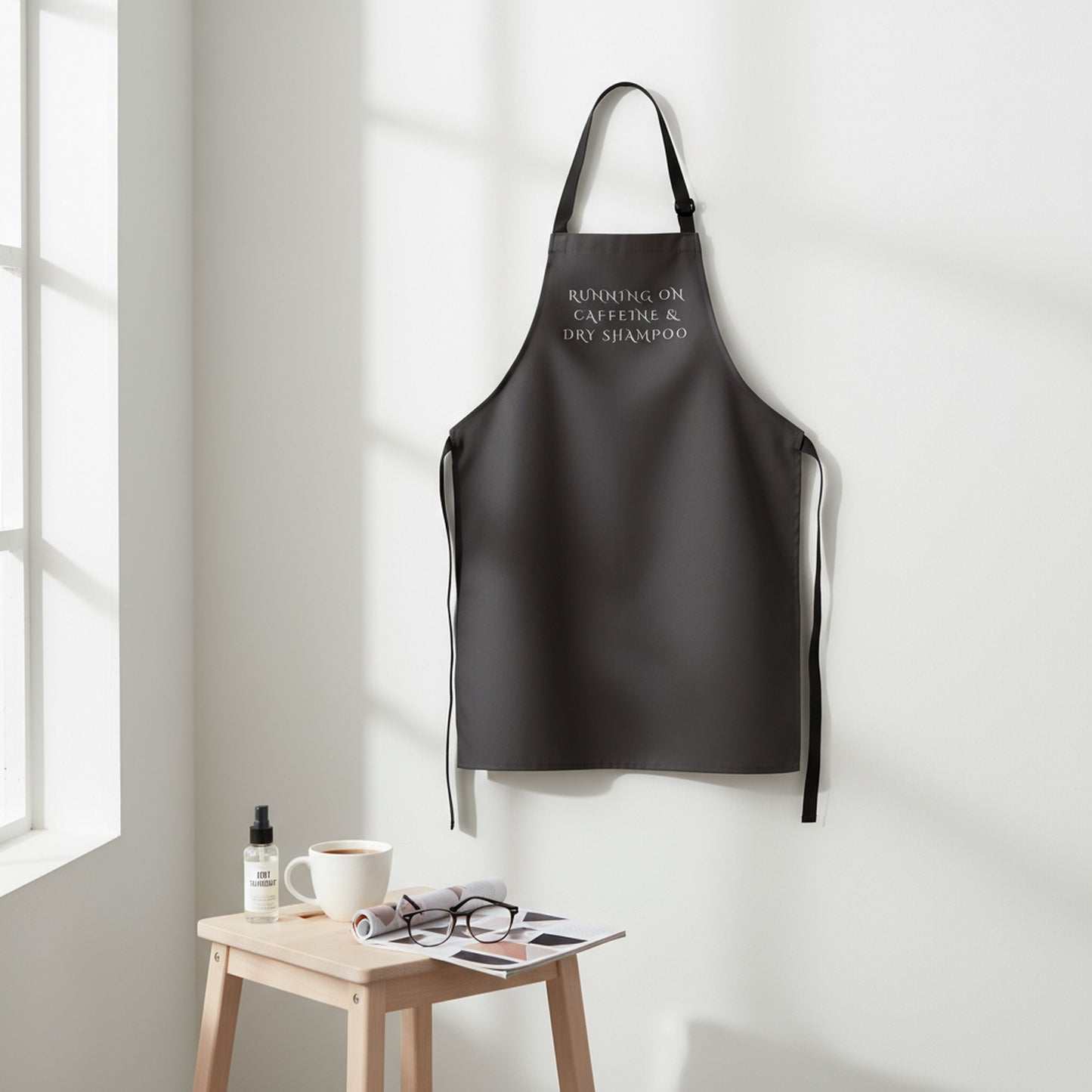 Running on Caffeine & Dry Shampoo Apron | Kitchen Apron for Coffee Lovers