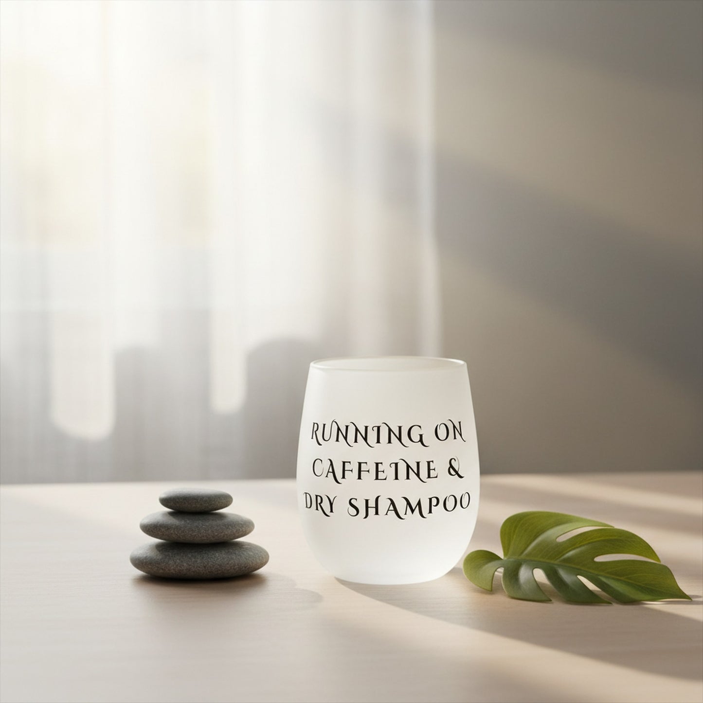 Running on Caffeine & Dry Shampoo Crystal Water Glass - Chic Drinkware