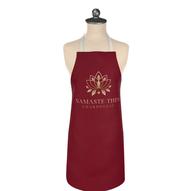 Burgundy Apron with Namaste Then Chardonnay Quote — Fun Cooking Gift