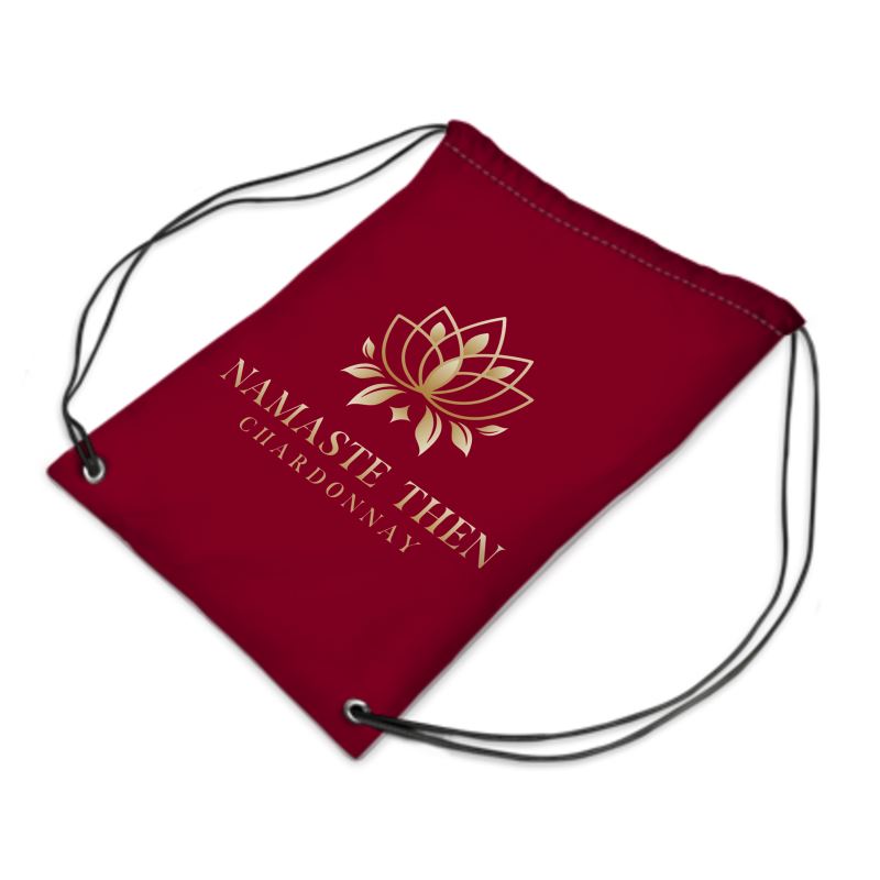 Namaste Then Chardonnay Drawstring Bag | Yoga Tote | Wine Lover Gift