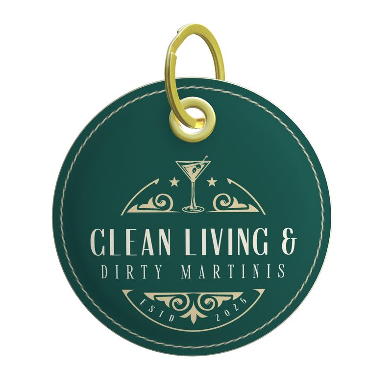 Playful Clean Living & Dirty Martinis Keychain - Ideal Gift