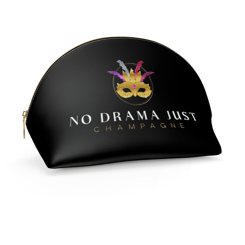 Elegant Black Makeup Bag - No Drama Just Champagne Design