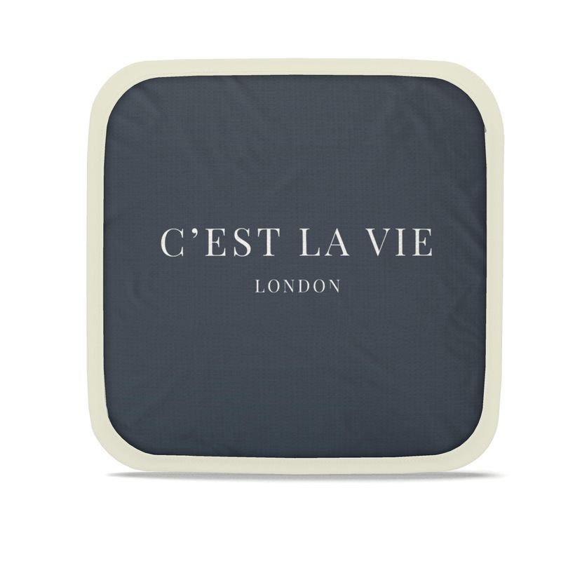 C'EST LA VIE Navy Pot Grabs - Set of 2 Stylish Kitchen Mitts