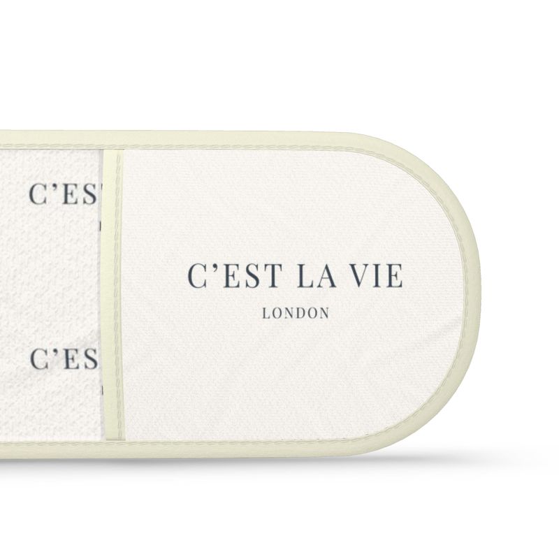 C'EST LA VIE Cream & Navy Oven Gloves - Stylish Kitchen Gift