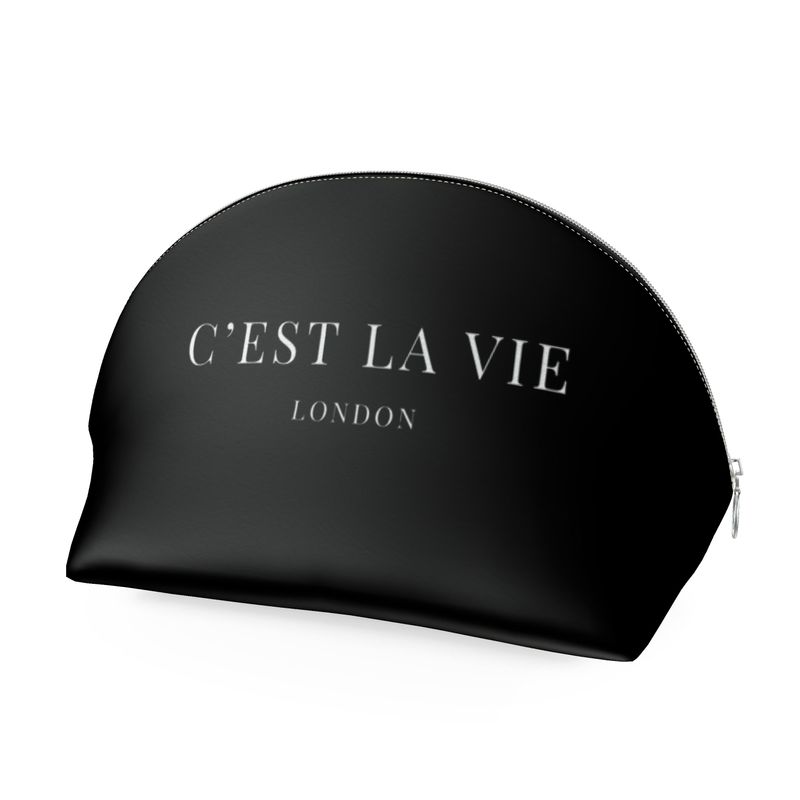 C'EST LA VIE Black Makeup Bag - Chic Cosmetic Organiser