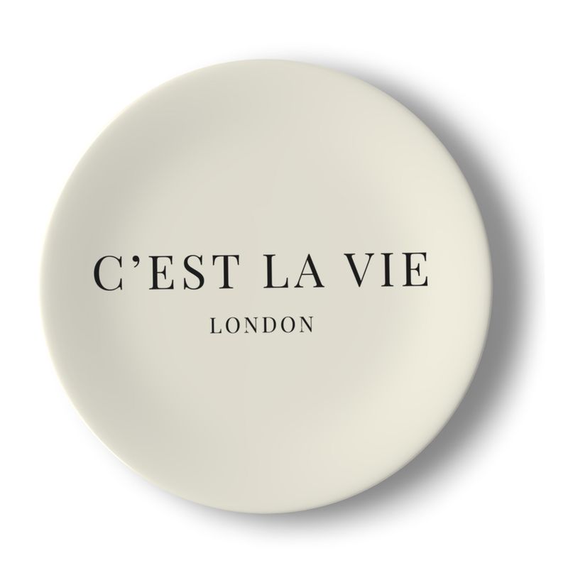 C'EST LA VIE Cream Set of Two Bone China Plates - Elegant Dinnerware