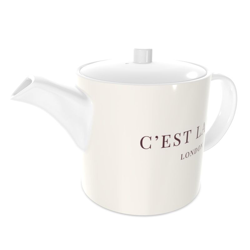 C'EST LA VIE Cream Bone China Tea Pot - Elegant Tea Set Décor