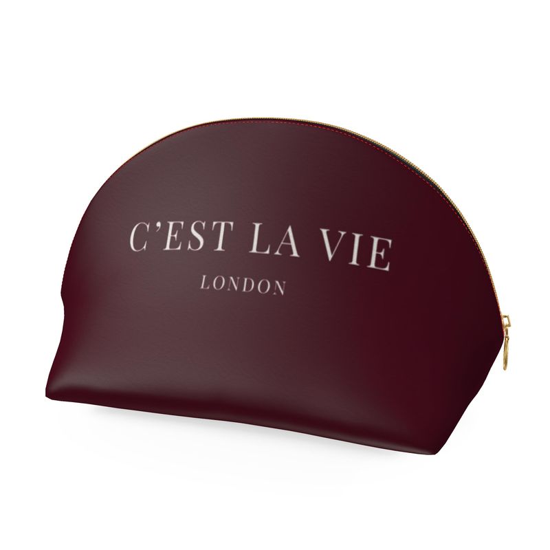 C'EST LA VIE Makeup Bag in Burgundy - Perfect Gift for Makeup Lovers