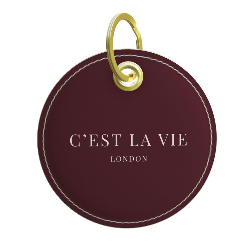 C'EST LA VIE Burgundy Key Ring | Stylish Leather Accessory