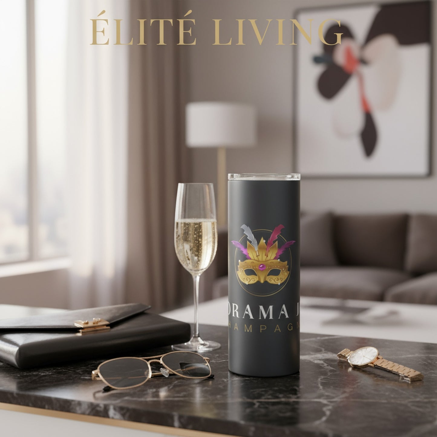 No Drama Just Champagne | Luxury Navy Water Bottle