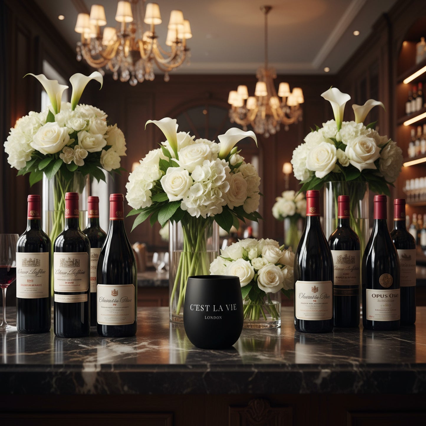 Stylish C'EST LA VIE Black Crystal Glass for Water & Cocktails