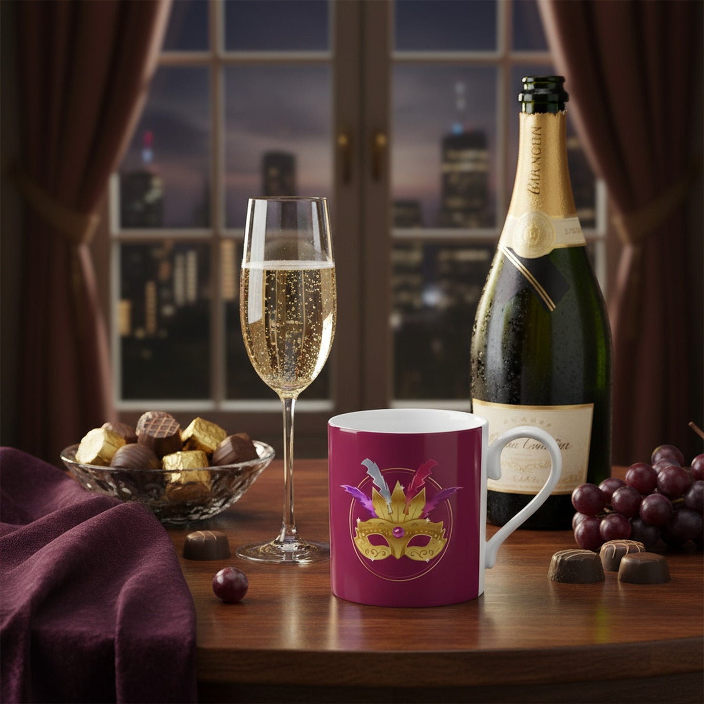 No Drama Just Champagne Mug | Elegant Bone China Coffee Cup