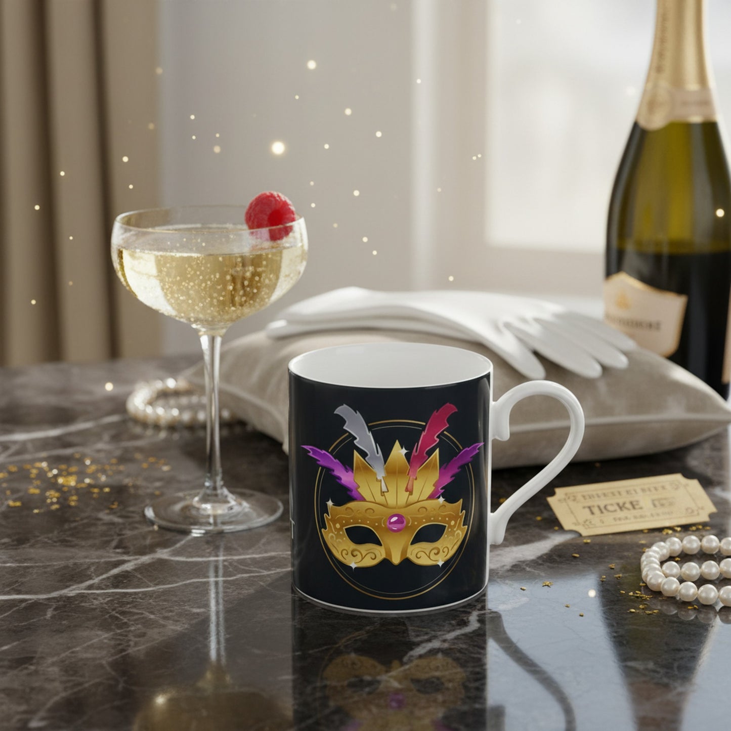 No Drama Just Champagne – Elegant Bone China Mug