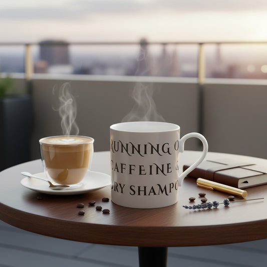 Running On Caffeine & Dry Shampoo Bone China Coffee Mug