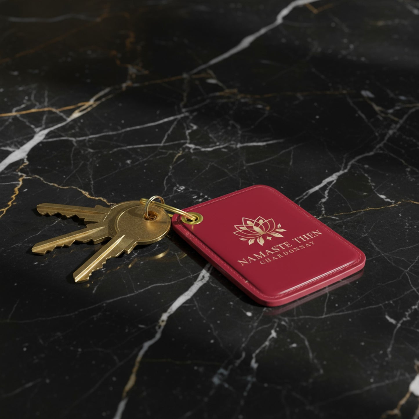 Namaste Then Chardonnay Key Ring | Leather Wine Lover Gift