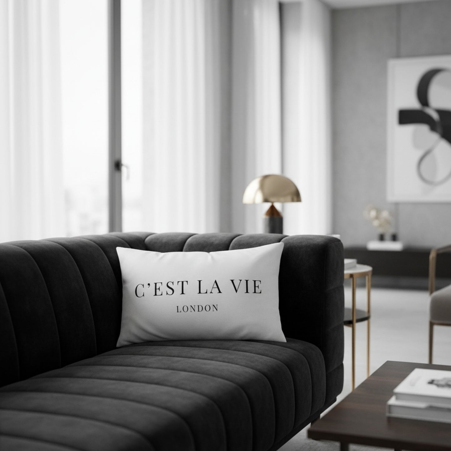 C'EST LA VIE Cream Velvet Cushion for Cosy Elegance