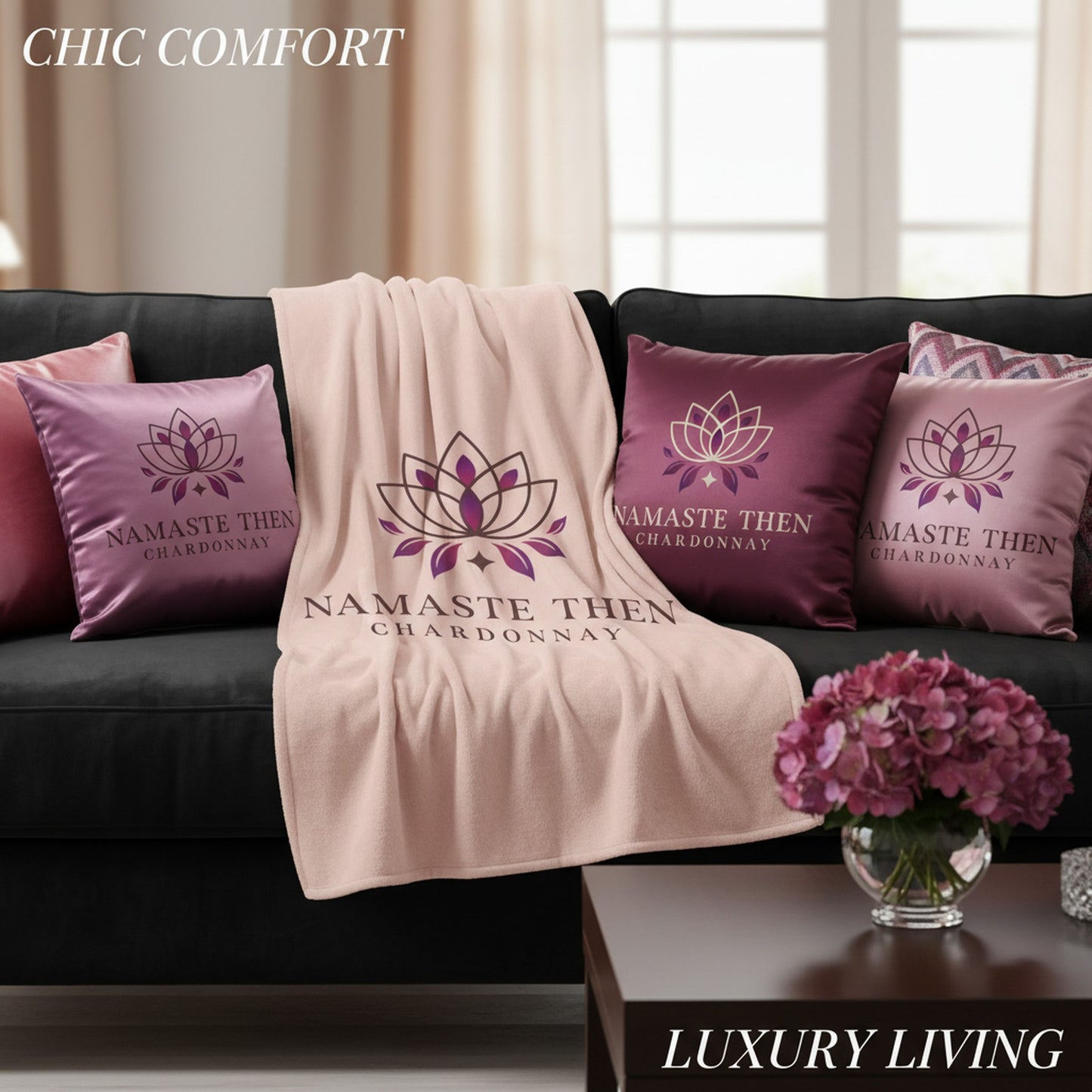 Chic Namaste Then Chardonnay Pink Sherpa Luxe Throw