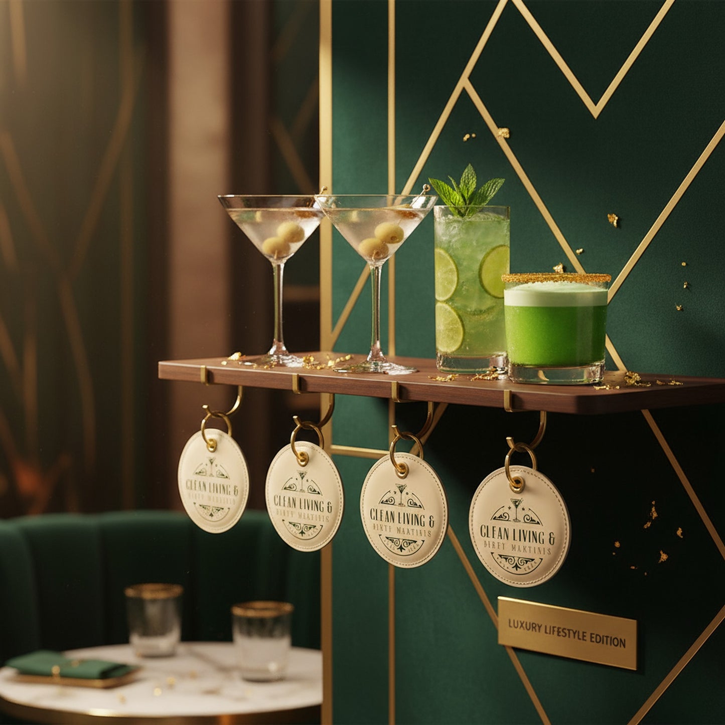 Clean Living & Dirty Martinis Key Ring - Fun Cocktail Lovers Gift