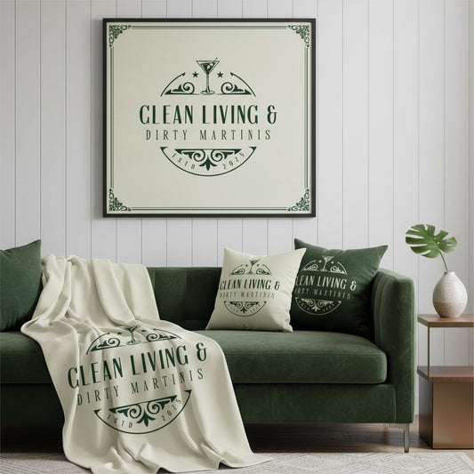 Clean Living & Dirty Martinis Sherpa Luxury Throw Blanket