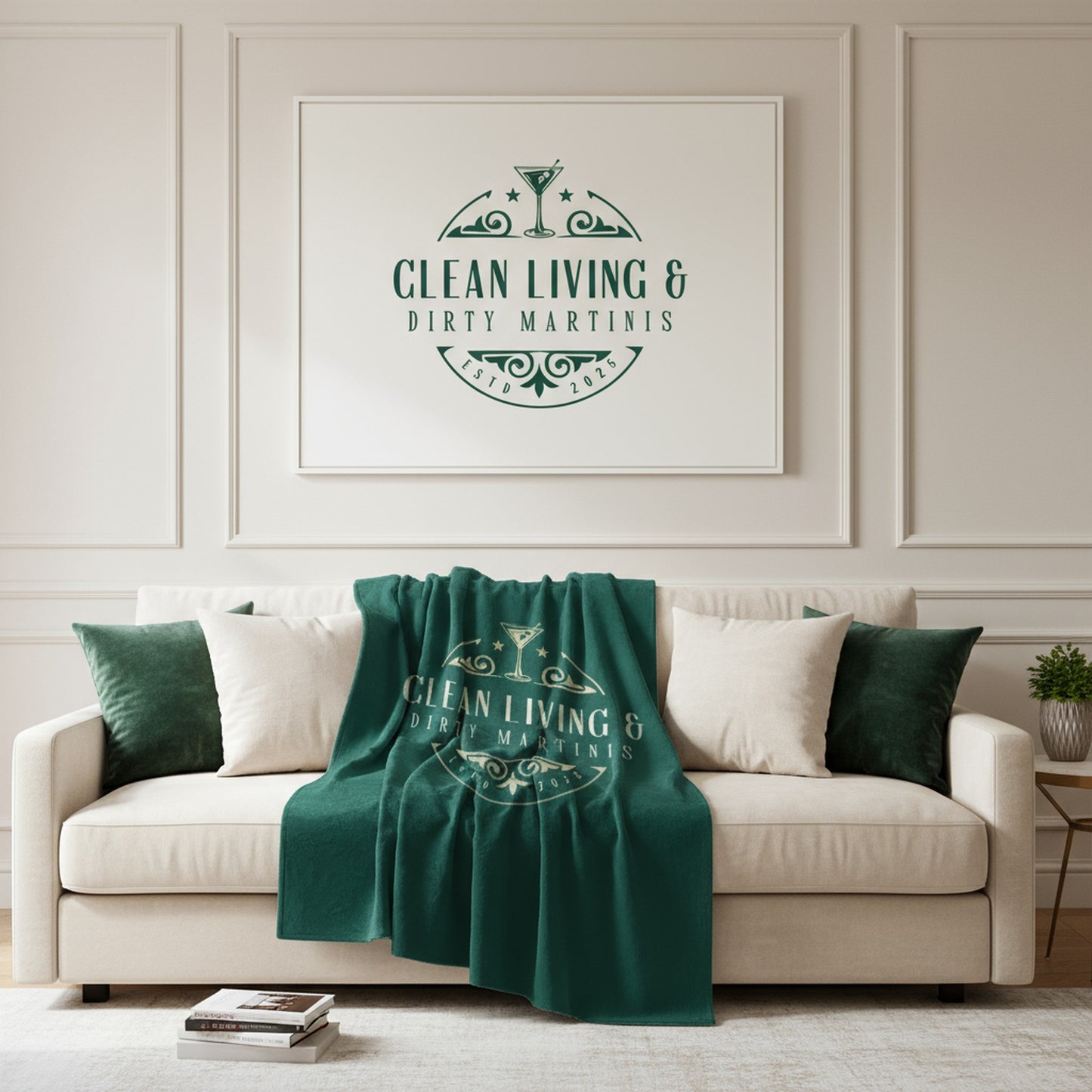 Clean Living & Dirty Martinis Sherpa Velvet Throw Blanket - Cozy Home Decor