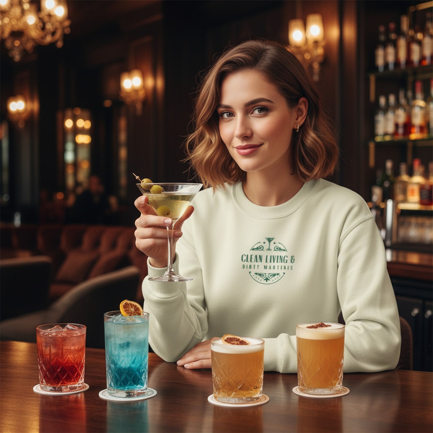 Clean Living & Dirty Martinis Cozy Cream Sweatshirt