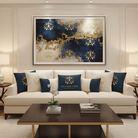 Chic Ink Blue Velvet Cushion - Namaste Then Chardonnay Home Decor
