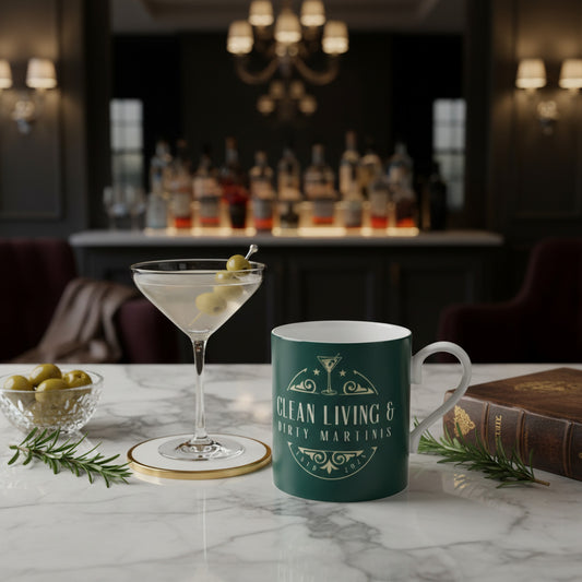 Clean Living & Dirty Martinis Bone China Coffee Mug