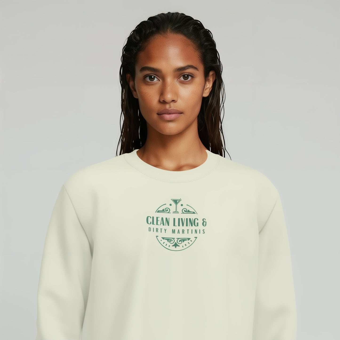 Clean Living & Dirty Martinis Cozy Cream Sweatshirt