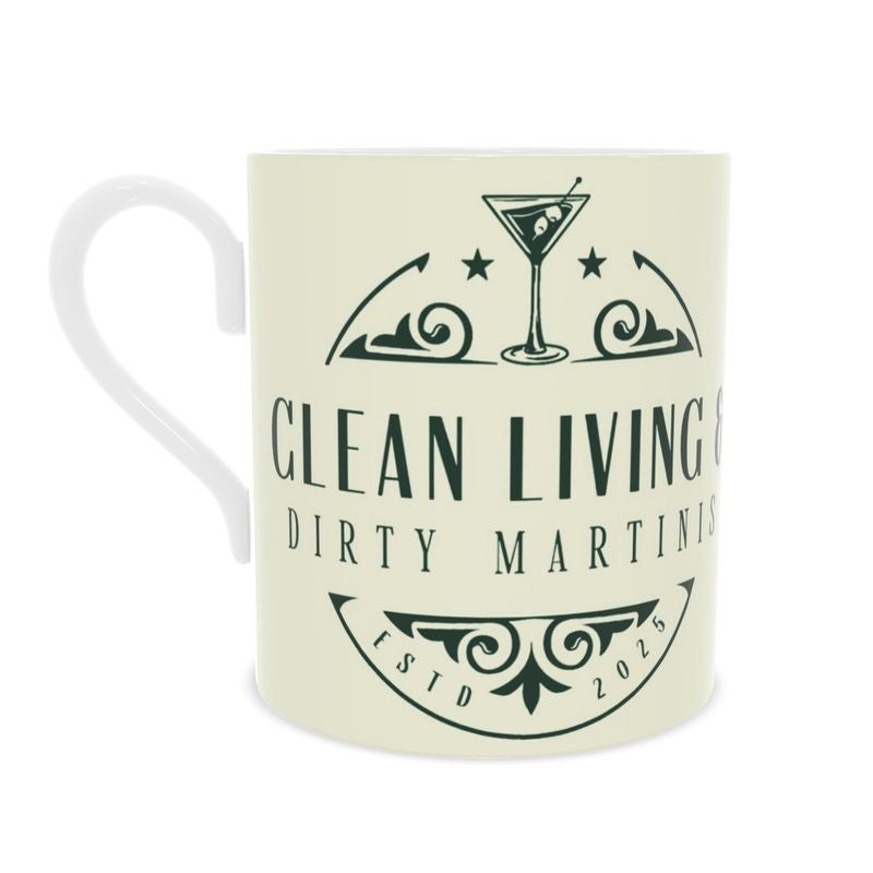 Dirty Martinis & Clean Living Mug - Fine Bone China Drinkware Gift