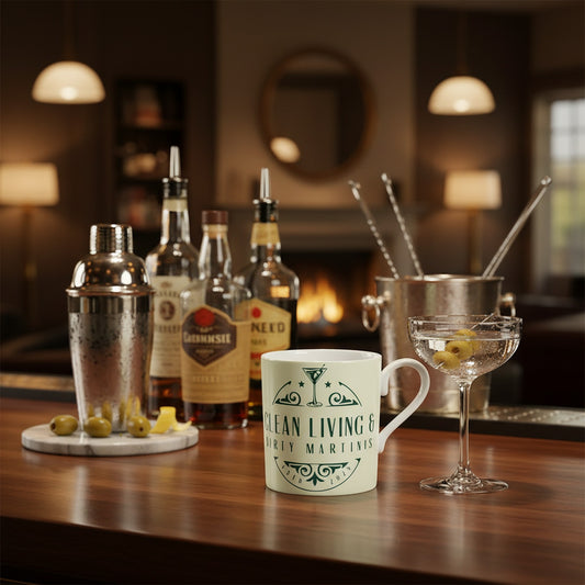 Dirty Martinis & Clean Living Mug - Fine Bone China Drinkware Gift