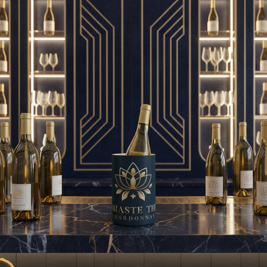 Ink Blue Wine Cooler - Namaste Then Chardonnay Design for Wine Lovers