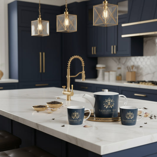 Chic Namaste Then Chardonnay Tea Pot - Ink Blue Bone China