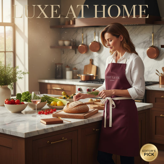 Chic C'EST LA VIE Burgundy Apron - Perfect for Cooking and Baking