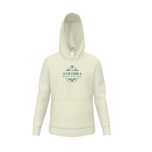 Stylish Cream Hoodie: Clean Living & Dirty Martinis