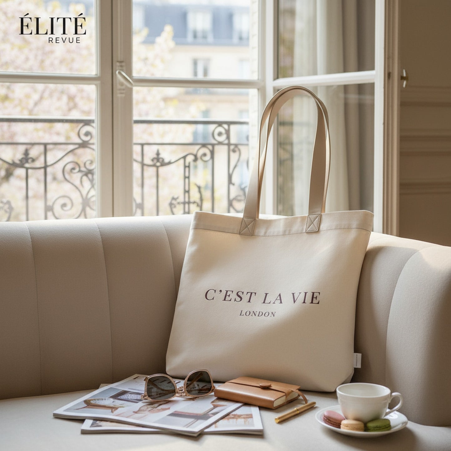 C'EST LA VIE Cream Tote | Eco-Friendly Fashion Bag | Perfect for All Occasions