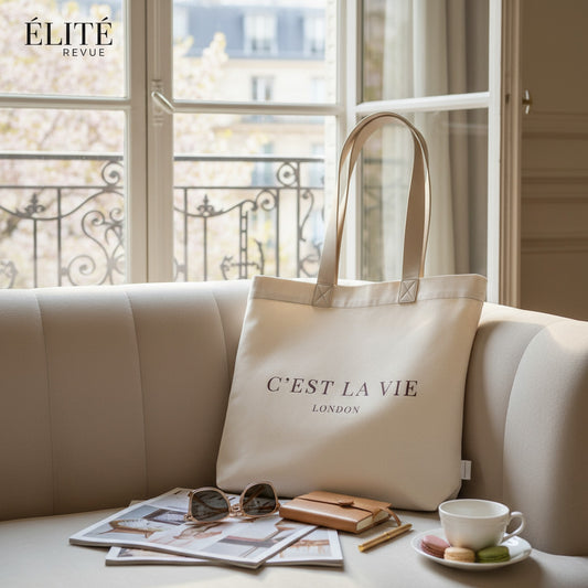 C'EST LA VIE Cream Tote | Eco-Friendly Fashion Bag | Perfect for All Occasions