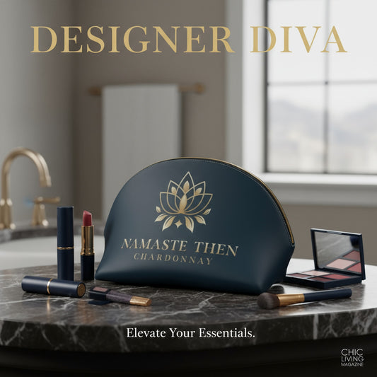 Namaste Then Chardonnay Ink Blue Makeup Bag - Stylish Cosmetic Case