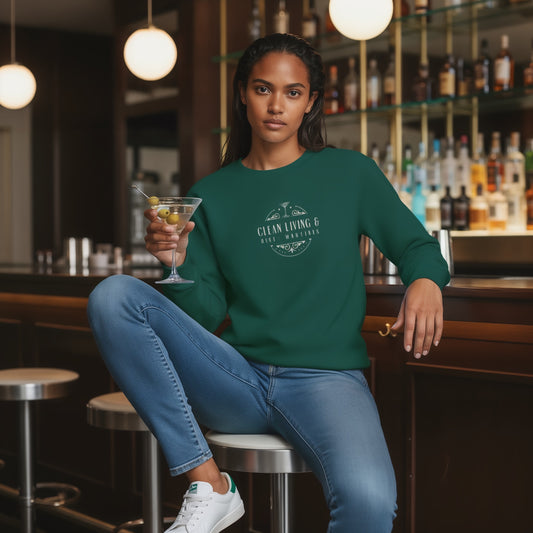 Clean Living & Dirty Martinis Graphic Sweatshirt - Cozy Green Top