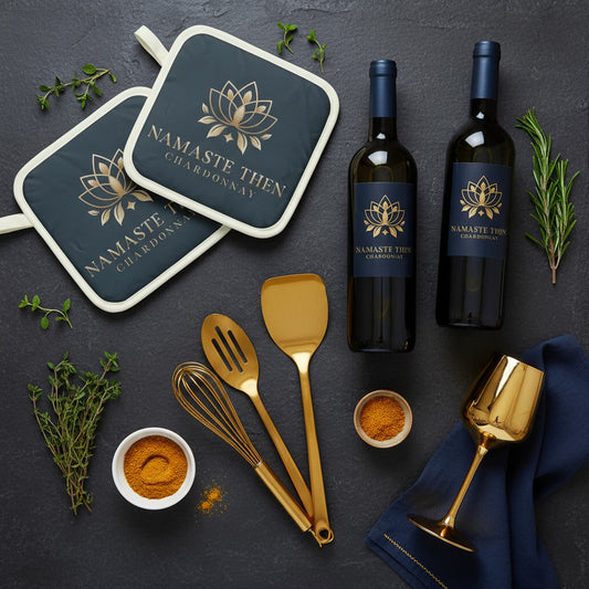 Namaste Then Chardonnay: Set of 2 Ink Blue Pot Grabs