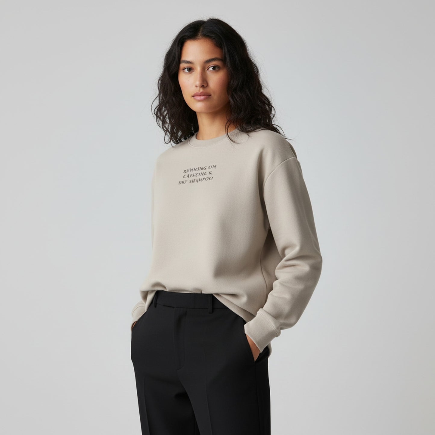 Running on Caffeine Sweatshirt - Cute Dry Shampoo Gift for Busy Women