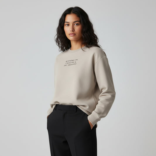Running on Caffeine Sweatshirt - Cute Dry Shampoo Gift for Busy Women