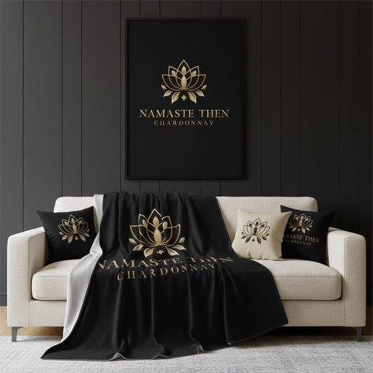 Namaste Then Chardonnay Black Sherpa Throw Blanket - Cozy Yoga Gift