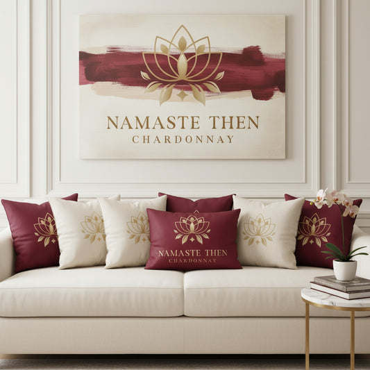 Namaste Then Chardonnay Velvet Cushion - Burgundy Home Decor