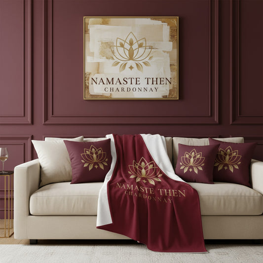 Namaste Then Chardonnay Burgundy Sherpa Throw - Perfect Gift for Wine Lovers