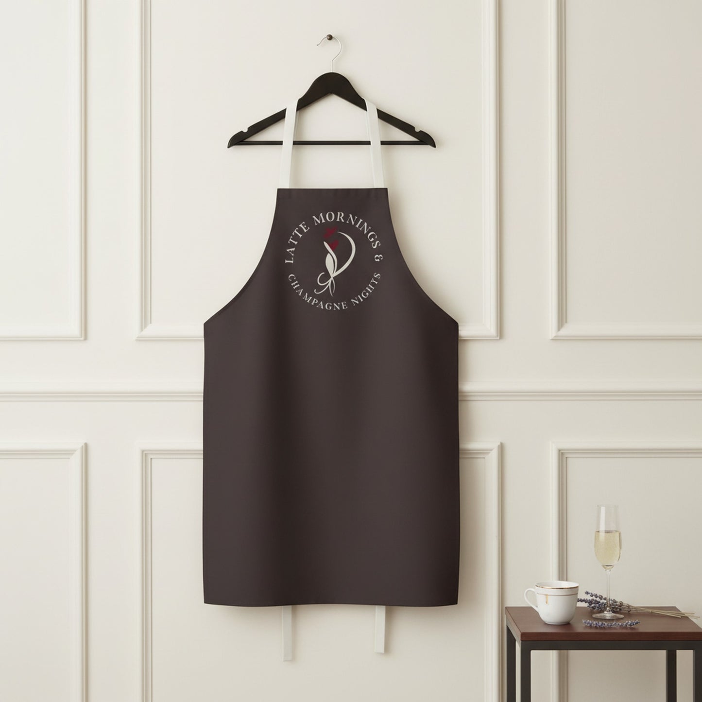 Chic 'Latte Mornings Champagne Nights' Apron for Coffee & Cocktail Lovers