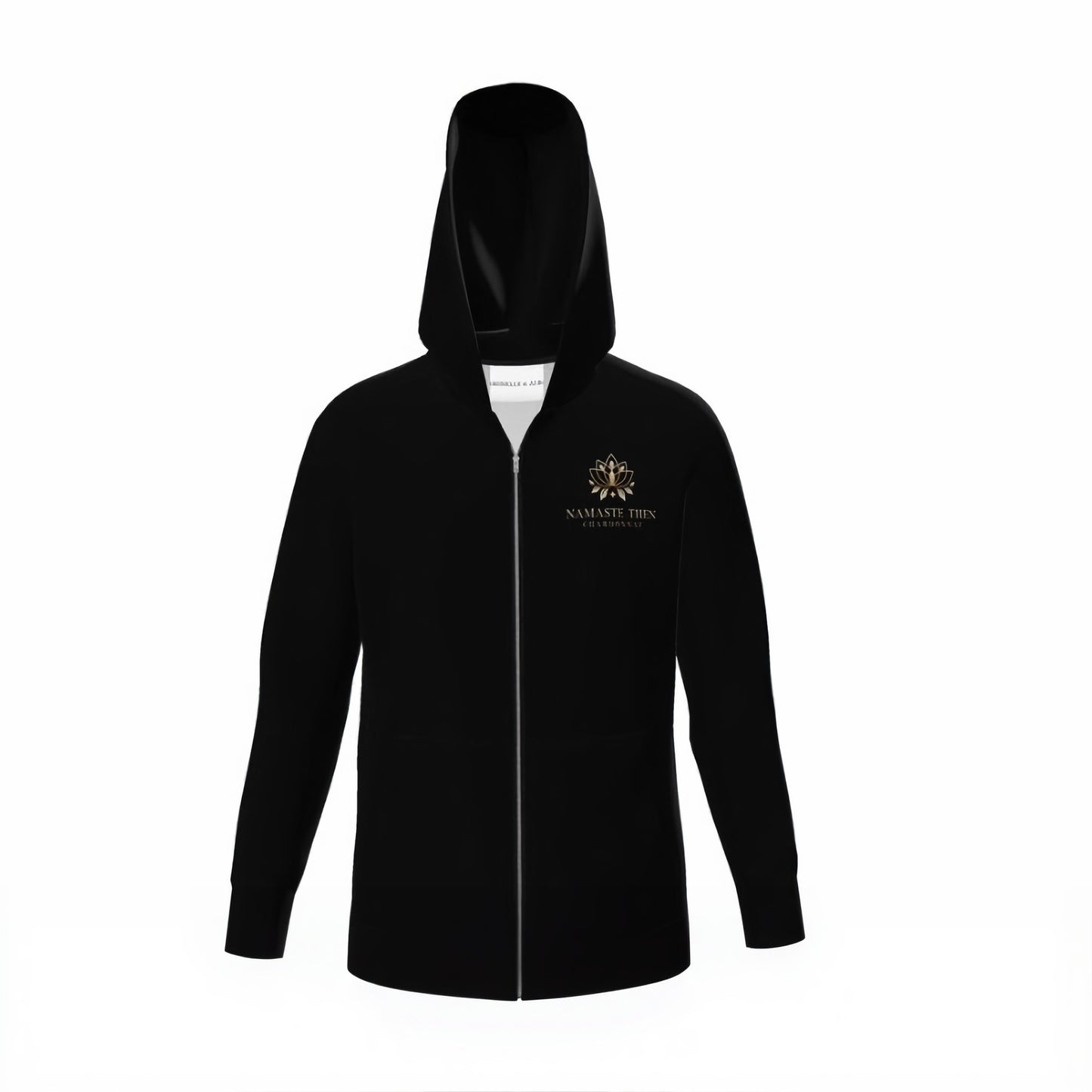Namaste Then Chardonnay Luxe Black Zip Up Hoodie | Cozy & Stylish